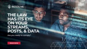 Professionals analysing digital information and cybersecurity, representing legal compliance for data protection, streaming services, social media and AI regulation.