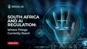 South Africa and AI regulation concept illustrating artificial intelligence, law and governance.